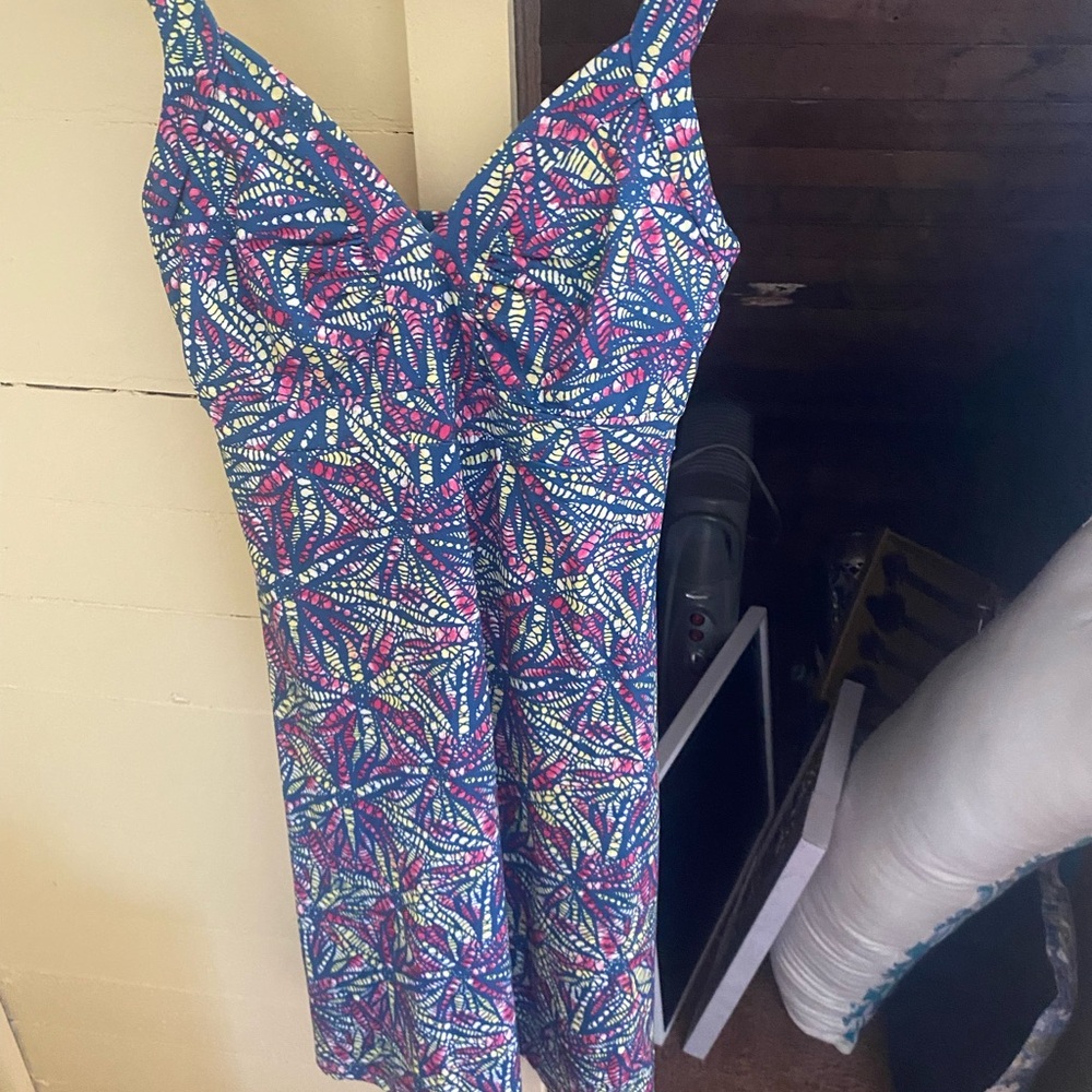 Patagonia Blue and Pink Patterned Midi Dress